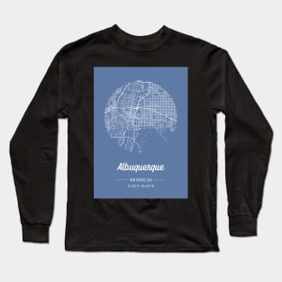 City map in blue: Albuquerque New Mexico, USA with retro vintage flair Long Sleeve T-Shirt